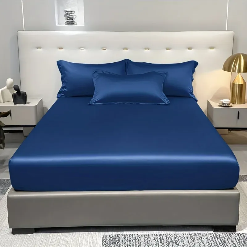 Satin Solid Color Fitted Sheet 3