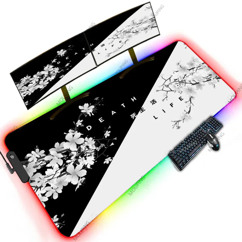 White XXL RGB Gaming Desk Mat 3