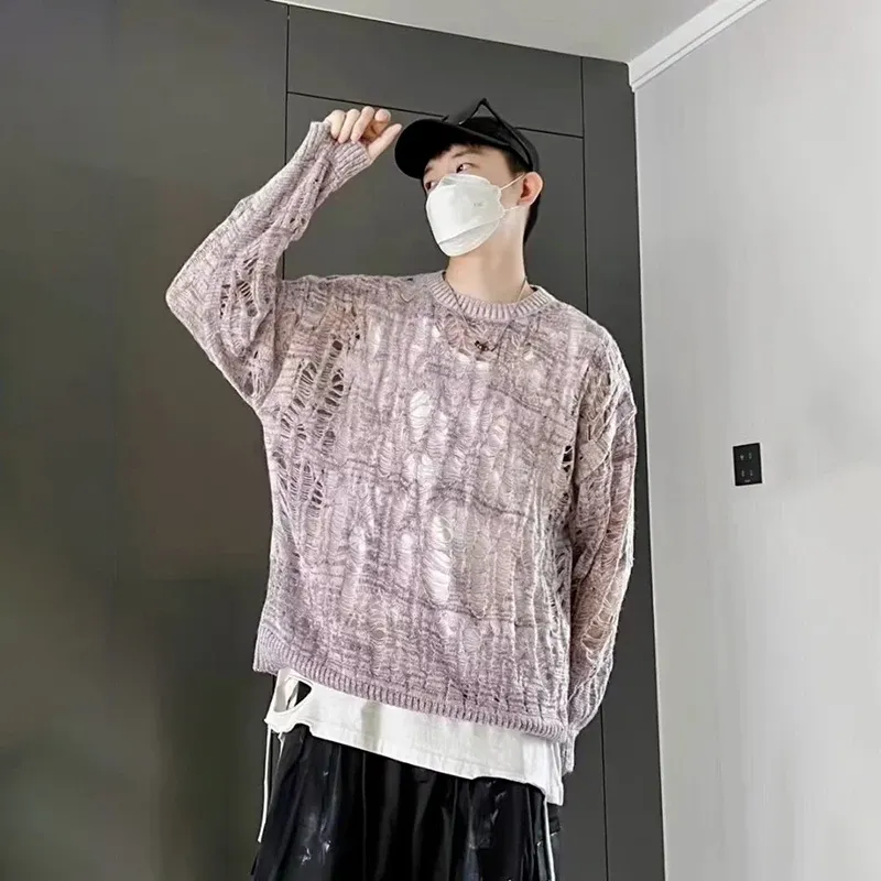 Vintage Ripped Mesh Knit Sweater 4
