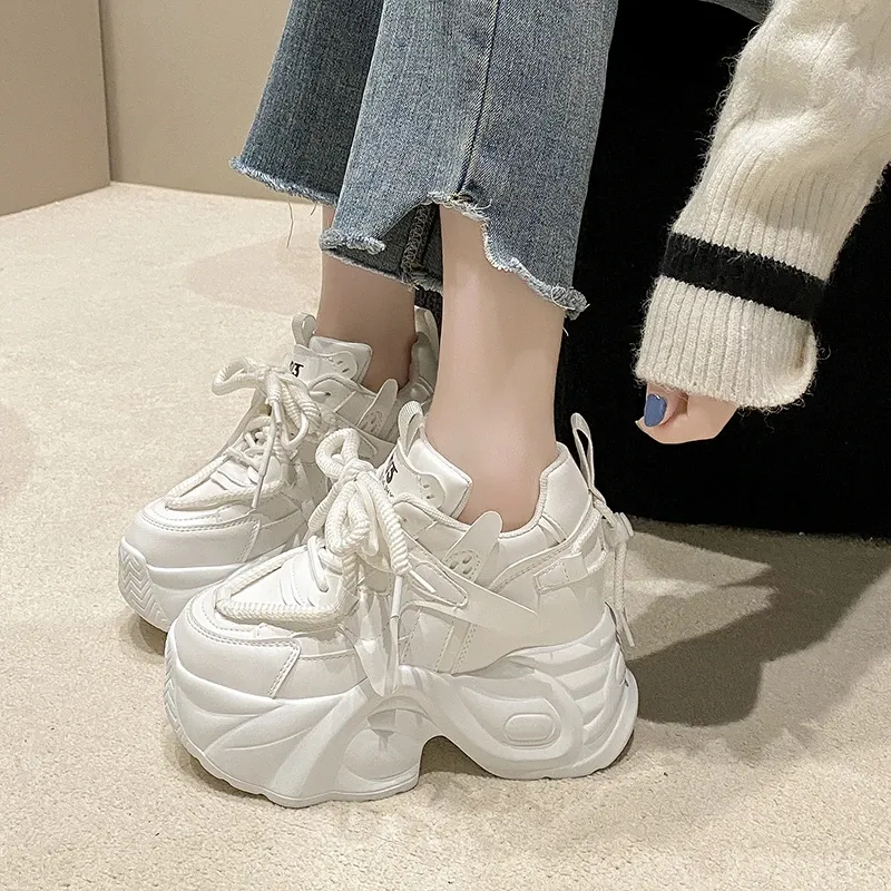 Women's Chunky Platform Sneakers - 9.5CM Sole 3