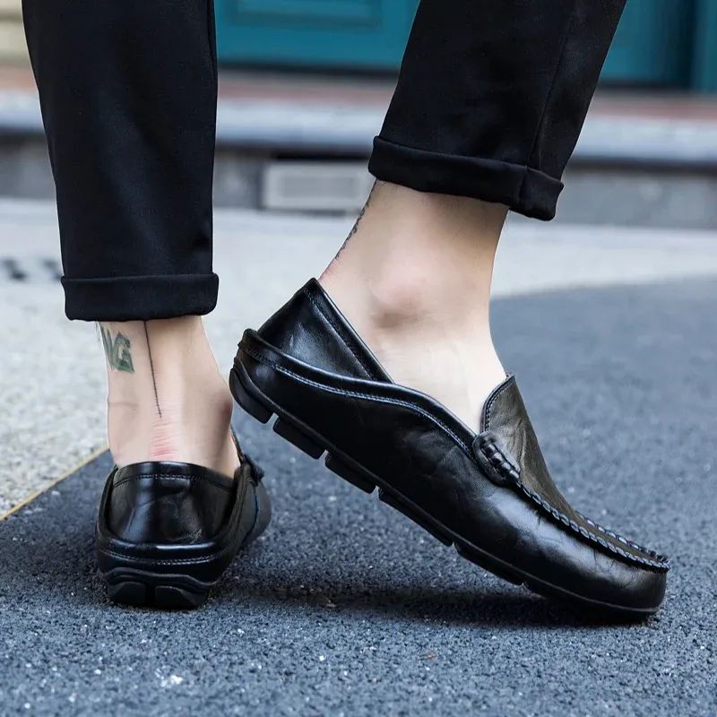Men's Leather Loafers Slip-On Boat Shoes 4