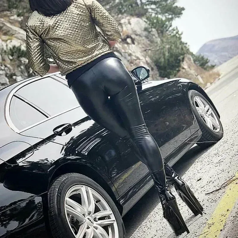 Black PU Leather High Waist Leggings 5
