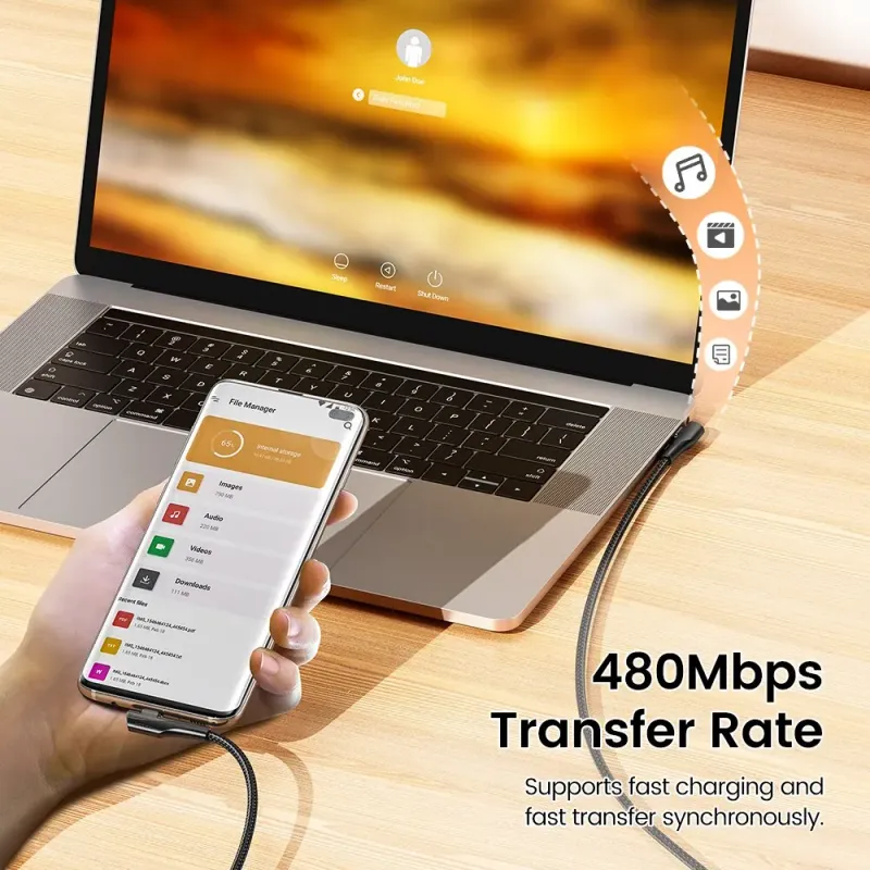 Toocki 90° Dual Elbow USB-C Fast Cable 2