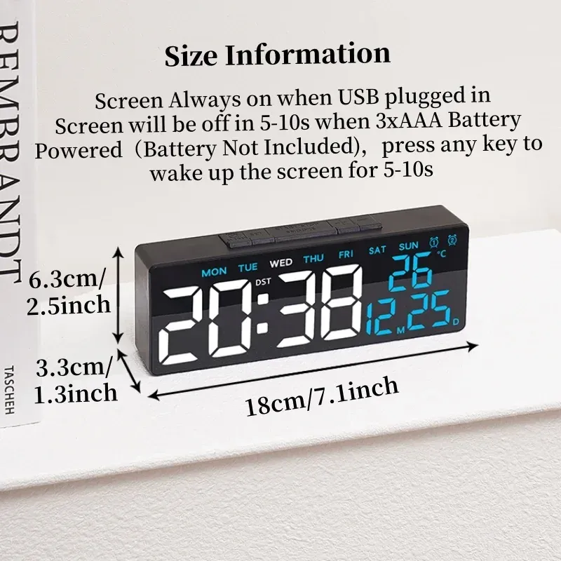 USB Digital Alarm Clock with Temp Display 6