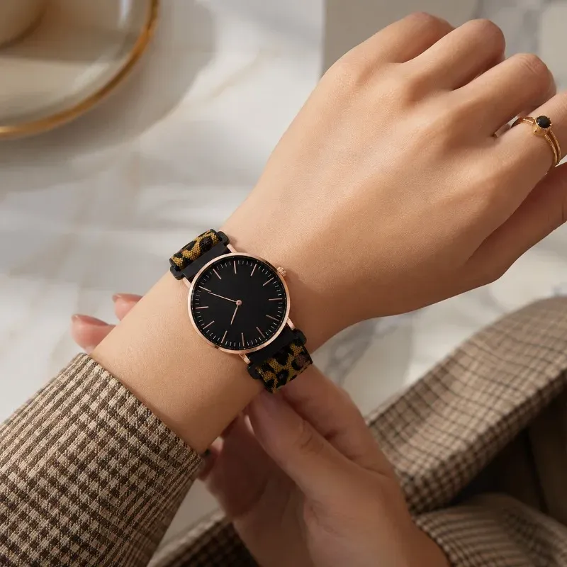 Leopard Print Nylon Strap Women's Watch 3