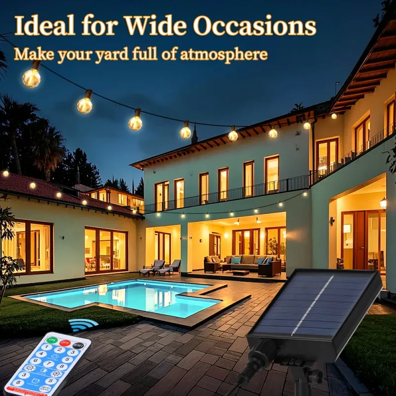 Solar Outdoor String Lights with Remote 2
