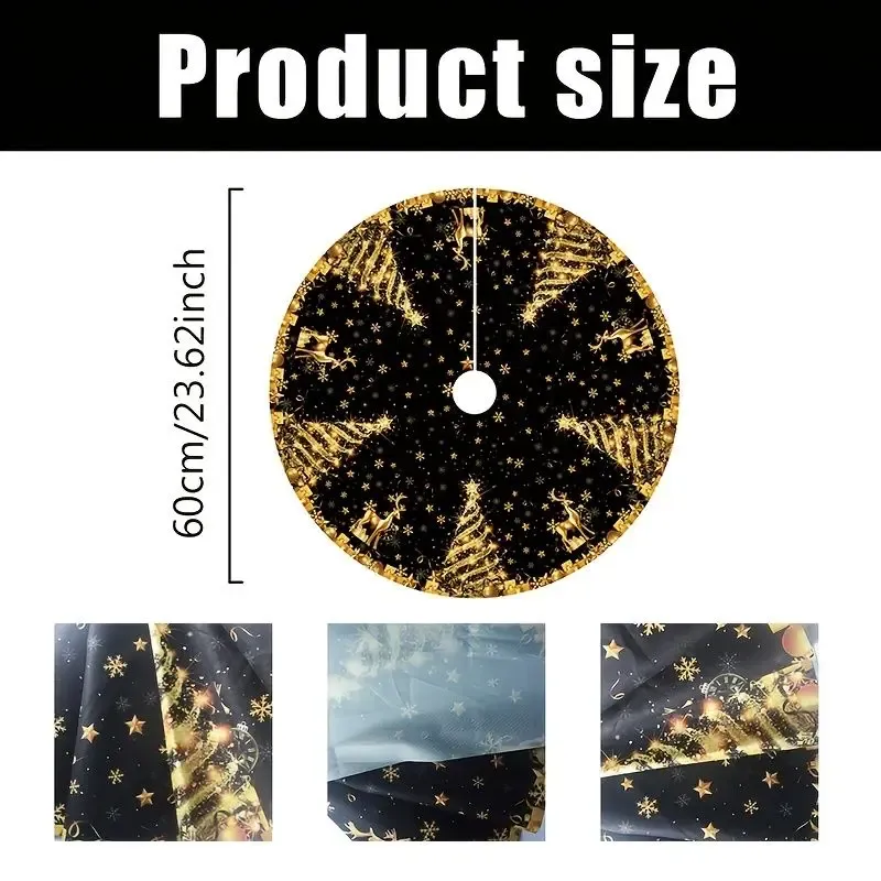 Black & Gold Glitter Christmas Tree Skirt 6