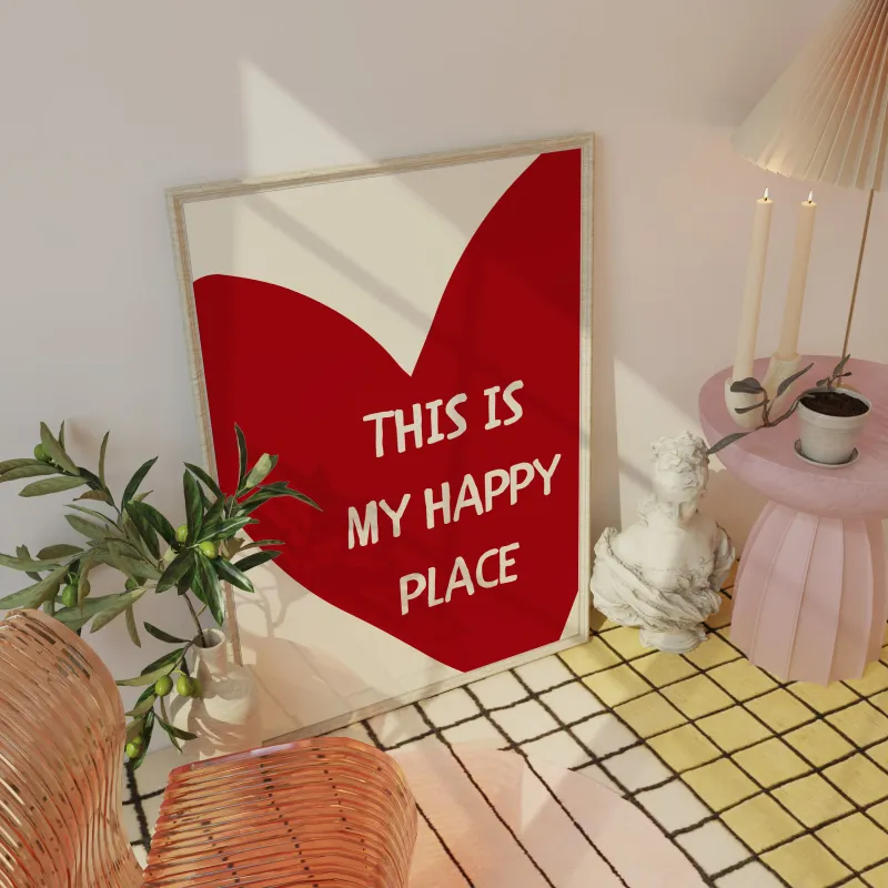 Happy Place Heart Quote Canvas Art 4