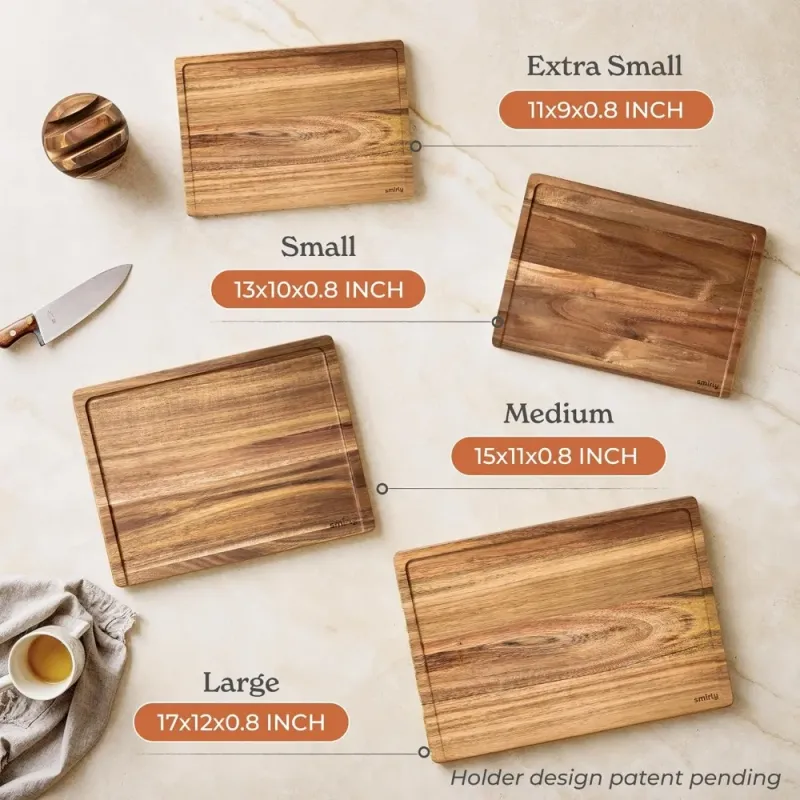 Bamboo Cutting Board Set with Holder 6