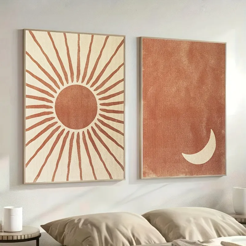 Boho Moon Sun Canvas Print Set of 2 2