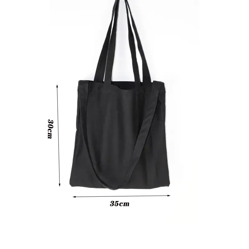 Large Black Canvas Student Handbag 2