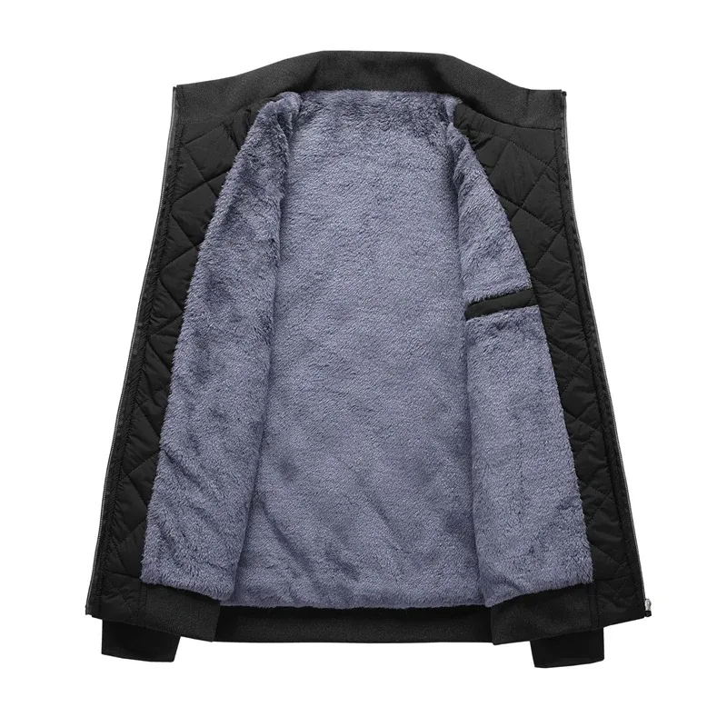 Men's Diamond Pattern Fleece Bomber Jacket 4