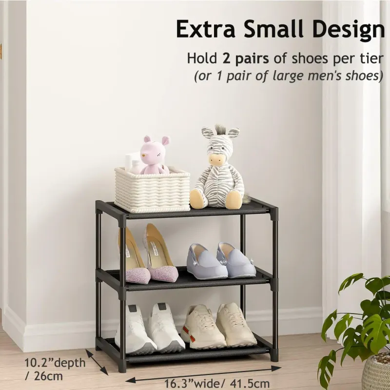 Narrow 3-Tier Stackable Shoe Rack 4