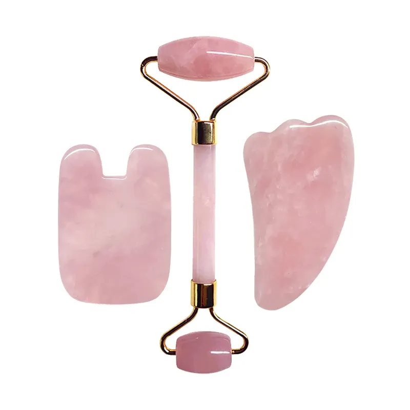 Rose Quartz Gua Sha Roller Set 6