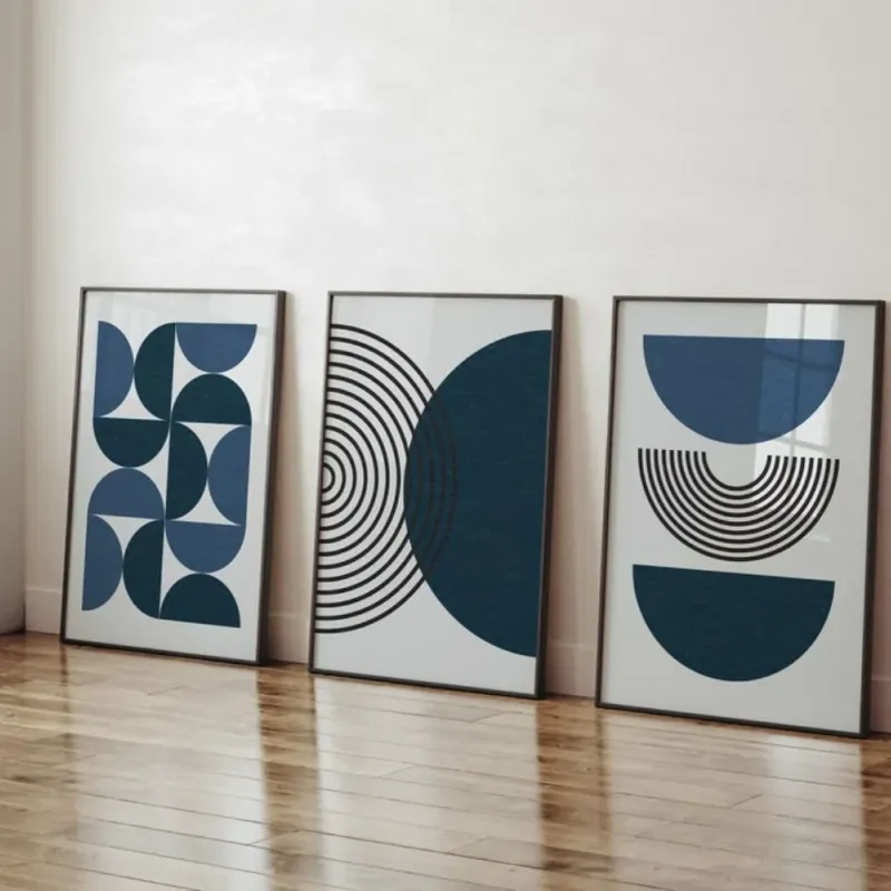 Navy Blue Botanical Wall Art Set of 3 1