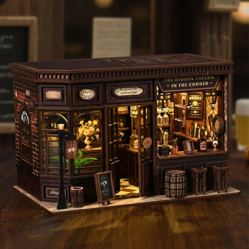 DIY Wooden Dollhouse Kit with LED Light 3