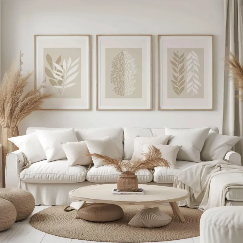 Beige Botanical Wall Art Set of 3 4