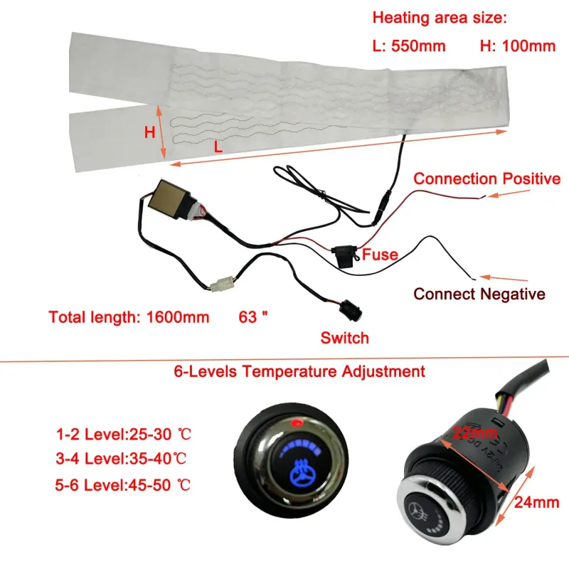 12V Carbon Fiber Steering Wheel Heater Kit 3