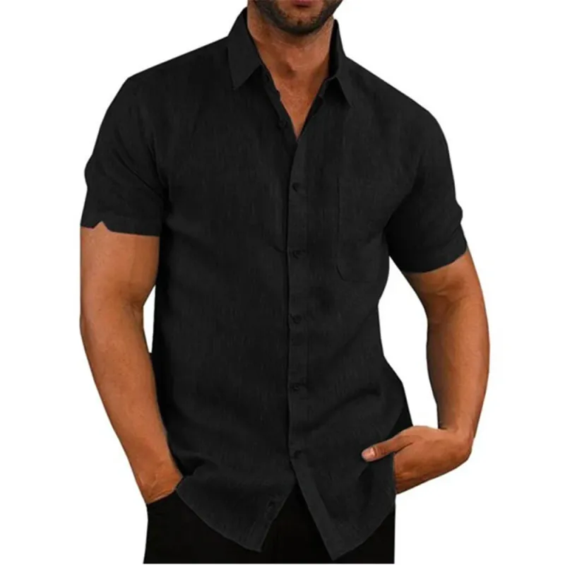 Cotton Linen Men's Casual Beach Shirt 4