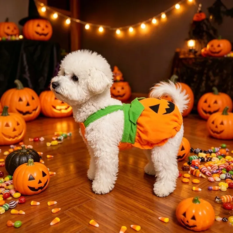 Halloween Pumpkin Pet Costume Overall 1