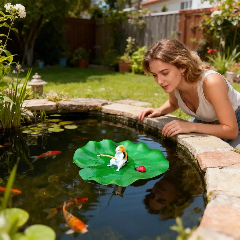 Cat Fishing Aquarium Decor Model 4