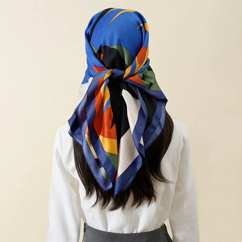 Abstract Silk Square Scarf 90x90cm 3