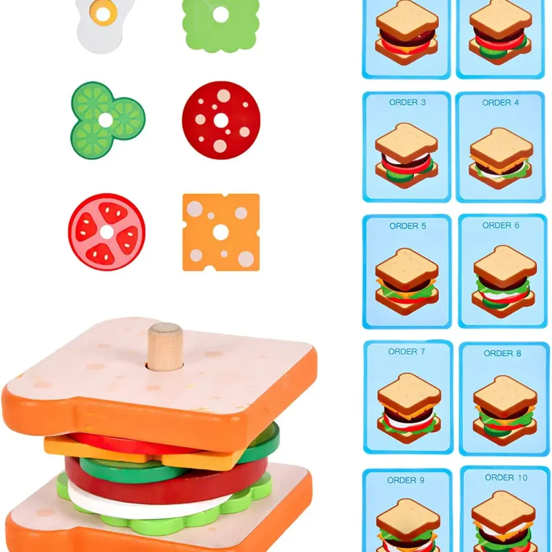 Wooden Hamburg Sandwich Stacking Toy 3
