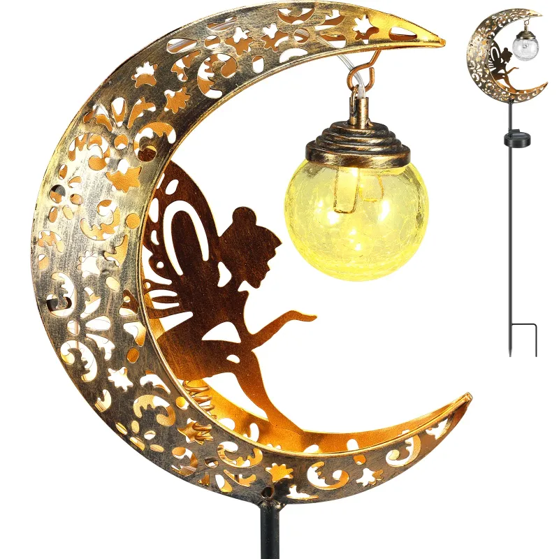 Solar Moon Fairy Crackle Glass Lights 6