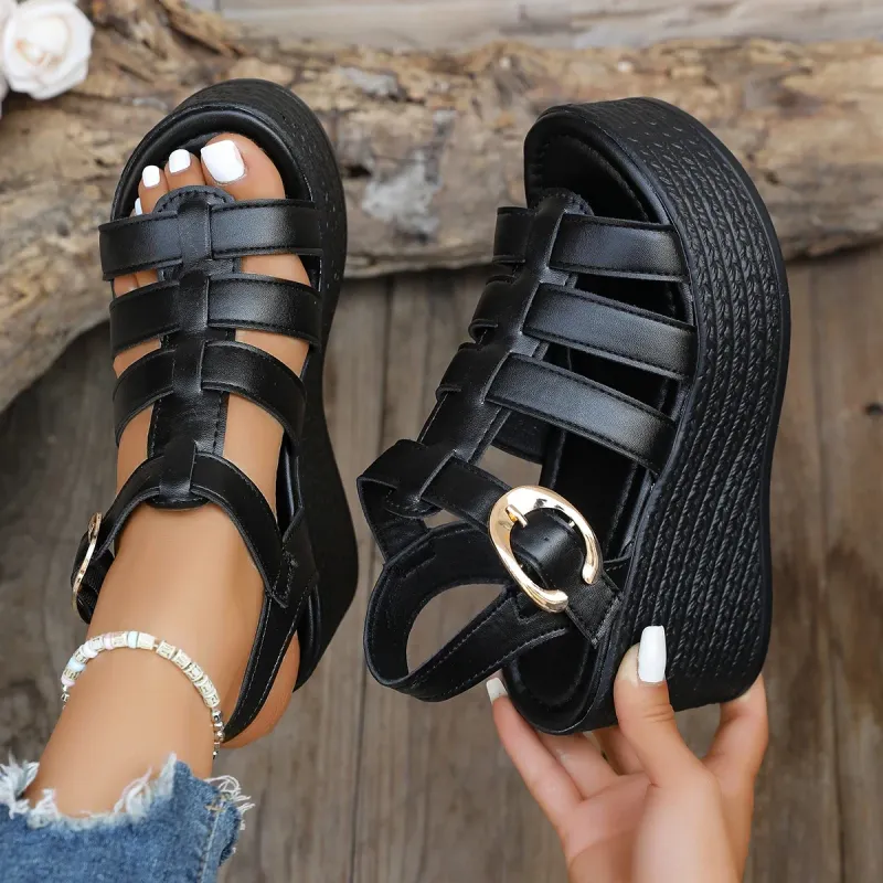 Summer Wedge Sandals Ankle Buckle 5