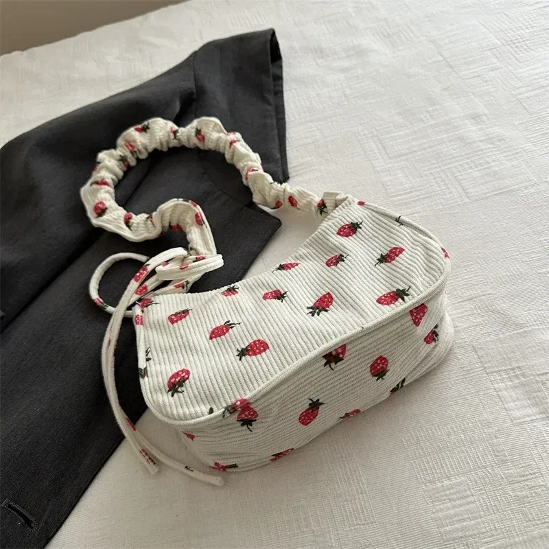 Strawberry Print Corduroy Mini Tote 4