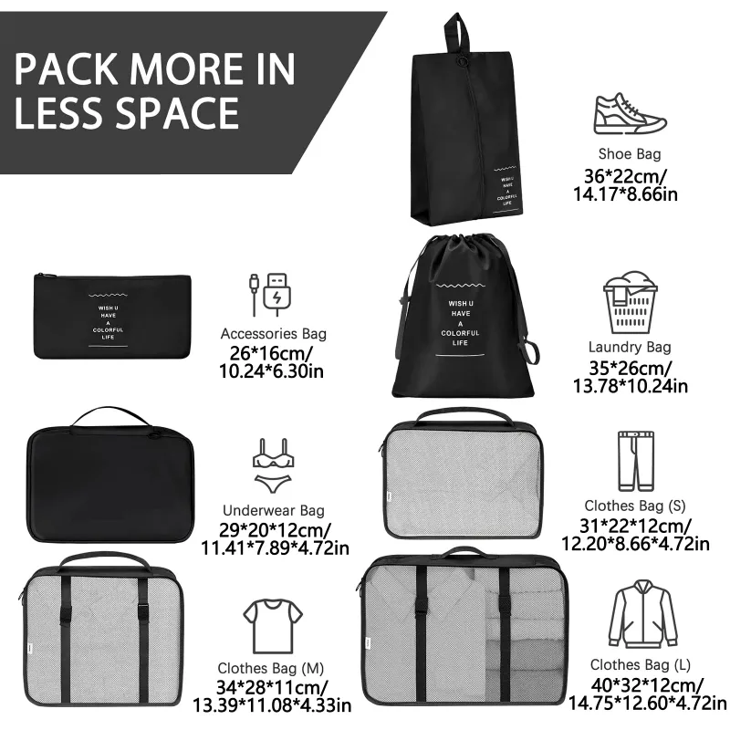 7-Piece Travel Organizer Cube Set 2