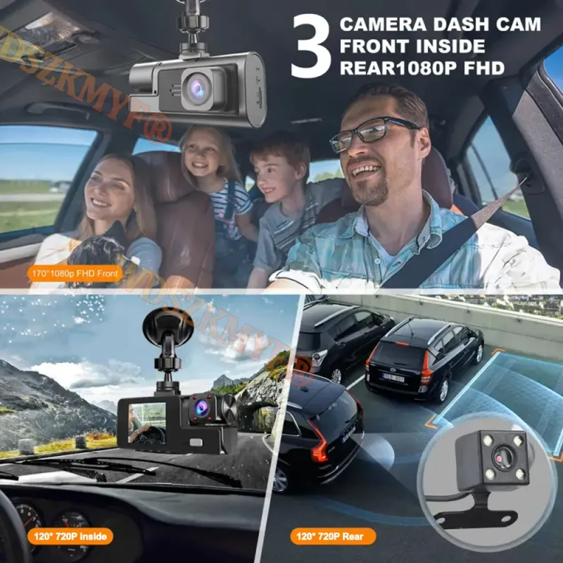 3-Channel WIFI Dash Cam 1080P HD 2