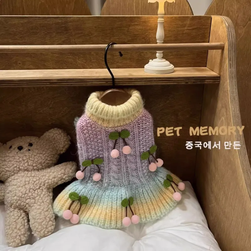Cherry Knit Dog Sweater Dress 2