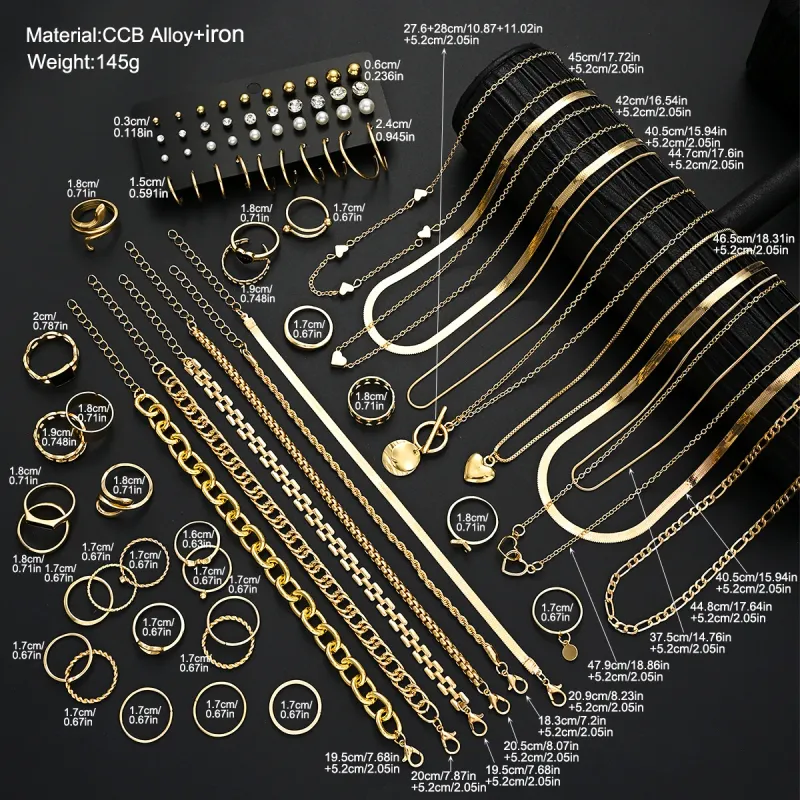 83-Piece Gold Tone Jewelry Set for Women 6