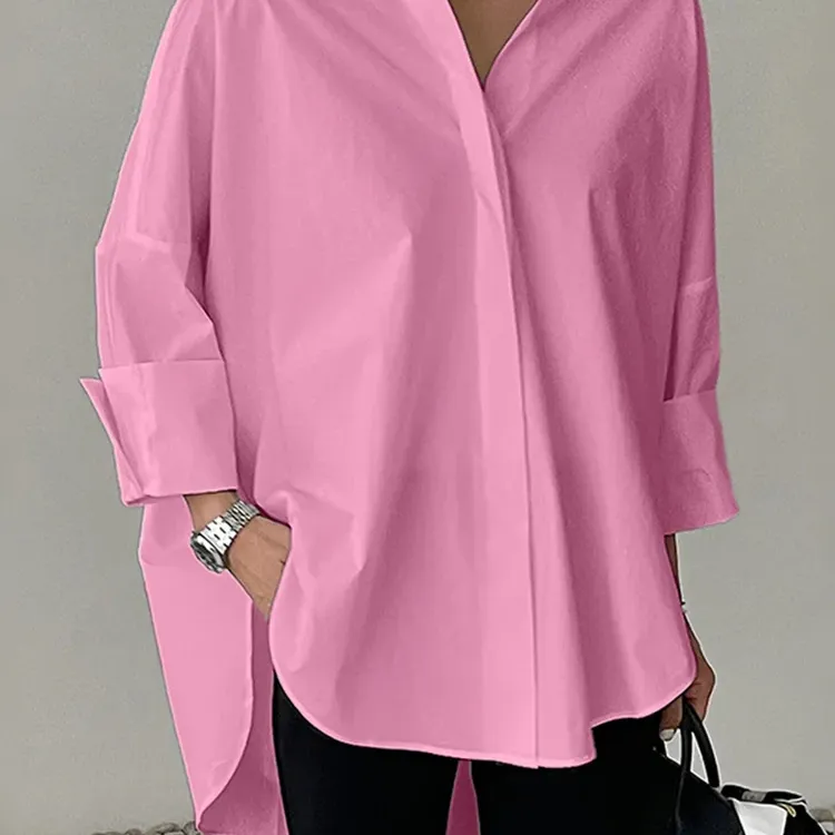 ZANZEA Oversized White Button-Up Blouse 5