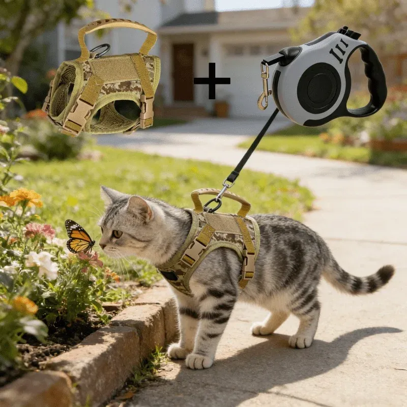 Escape Proof Cat Harness & Retractable Leash Set 6
