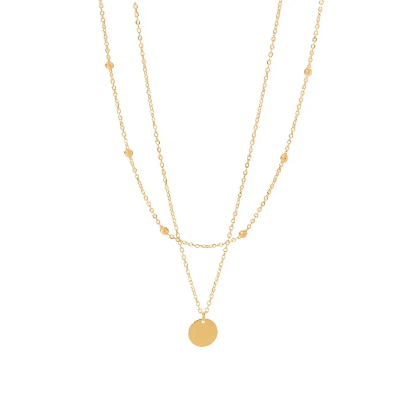 Gold Plated Layered Bead Necklace 1
