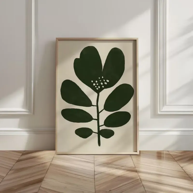 Boho Moss Green Floral Canvas Print 2