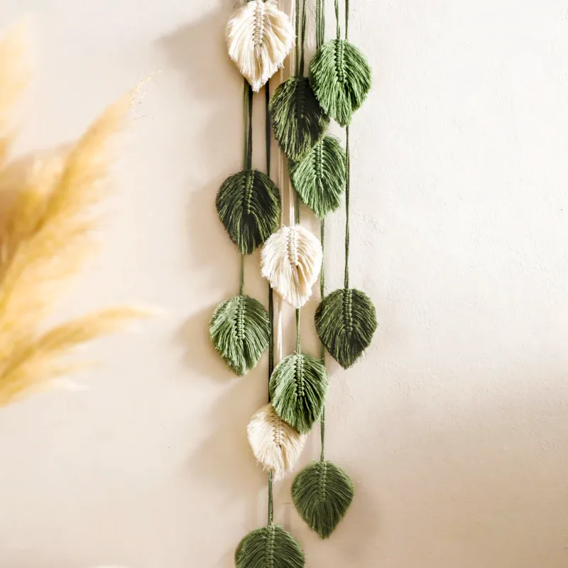 Macrame Leaf Wall Hanging Boho Tapestry 1