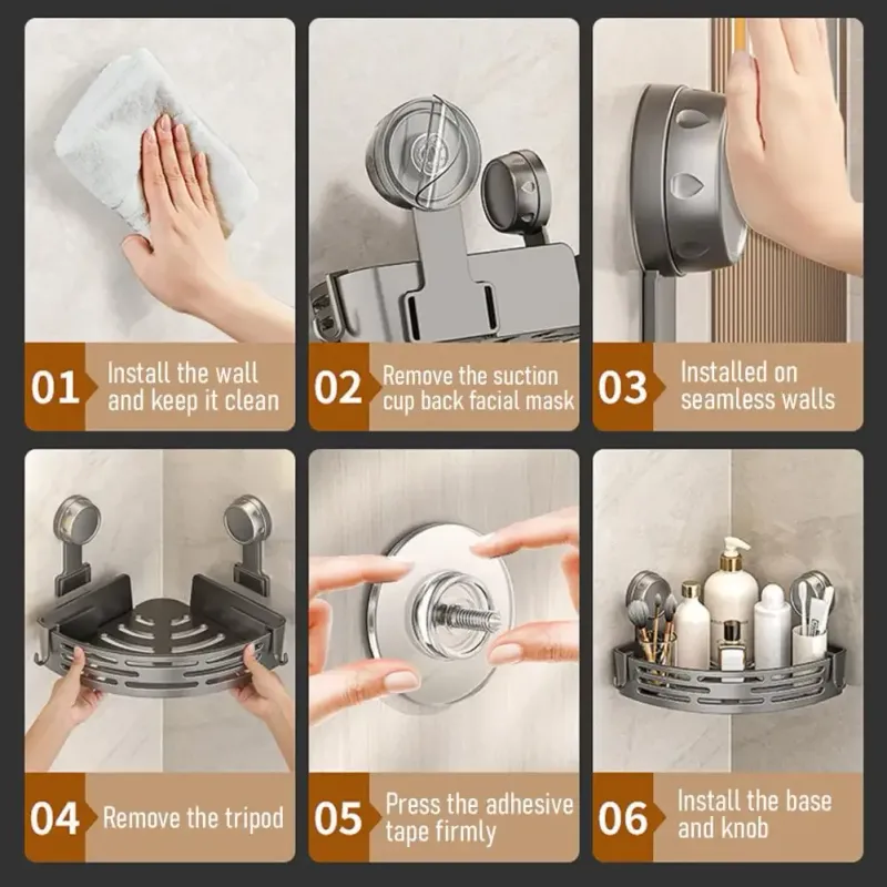 Corner Shower Caddy with Suction Cups 4