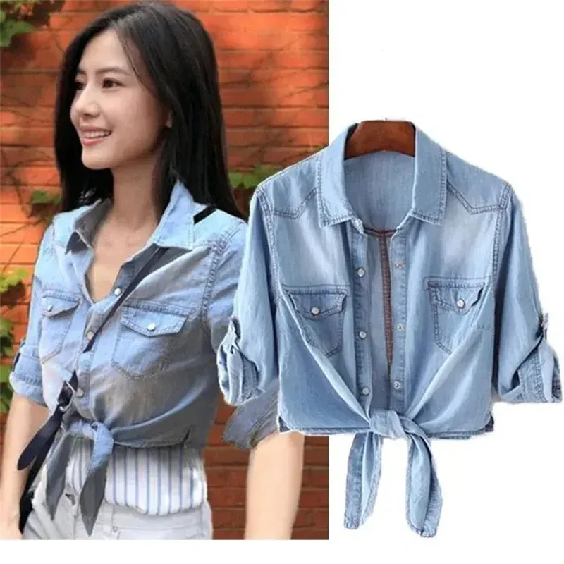 Half Sleeve Denim Jacket Women 5