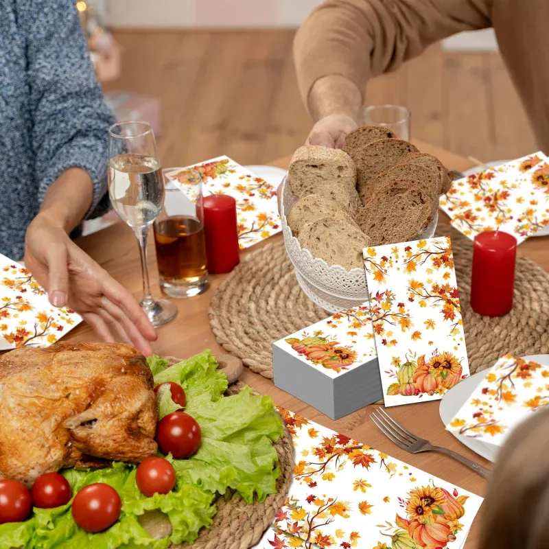Thanksgiving Maple Leaf Pumpkin Napkins 4