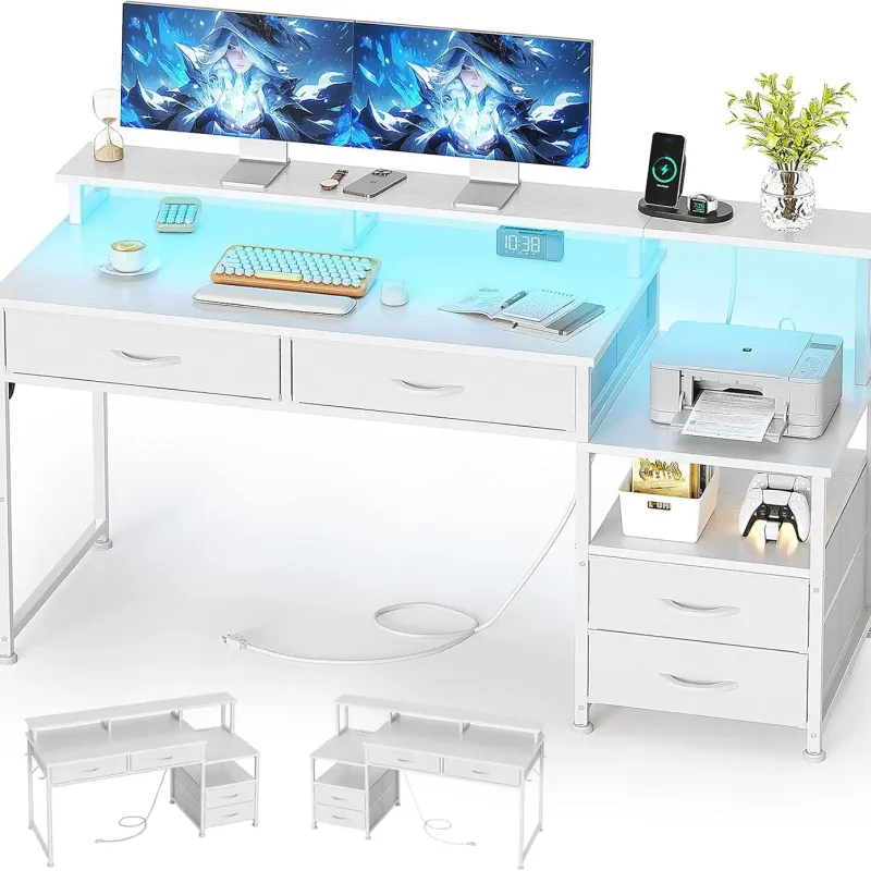 53" LED Gaming Desk with 4 Drawers 1