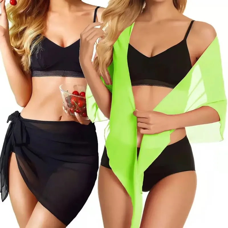 Short Chiffon Sarong Beach Coverup 3