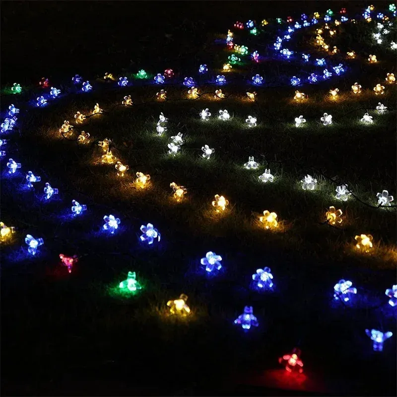 Solar Sakura Fairy Lights - 5M Peach Flower LED 5