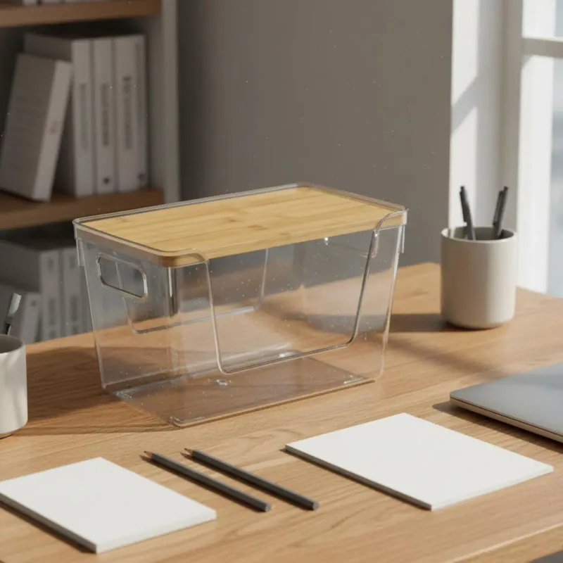 Wood Lid Clear Storage Box 3