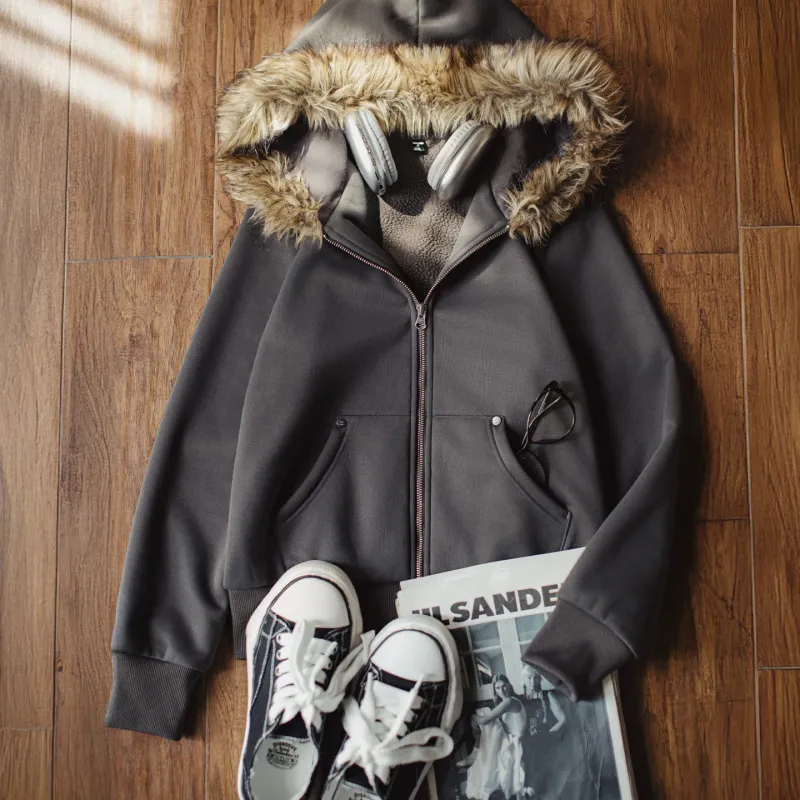 Women's Fleece Lined Zip Hoodie Coat 3