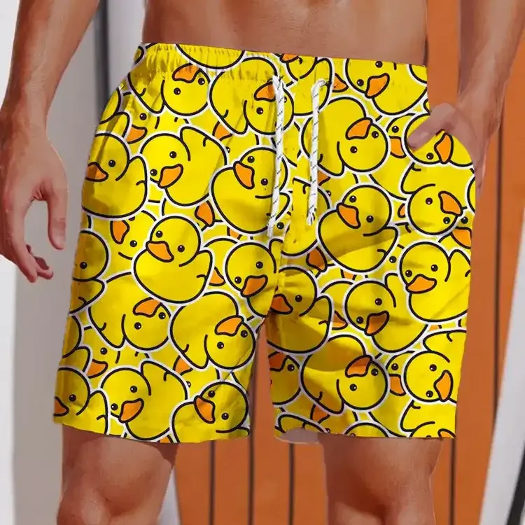 Men's Yellow Duck Hawaiian Swim Shorts 1