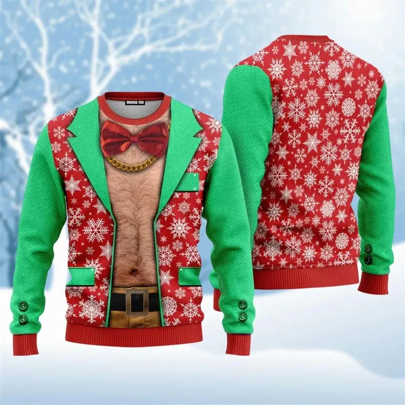 Muscle Santa Ugly Christmas Sweater Pullover 4