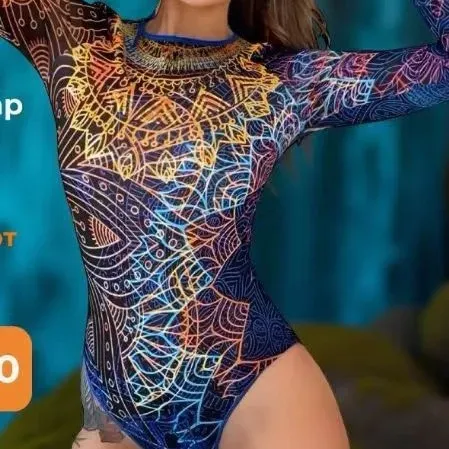 Printed Long Sleeve One-Piece Swimsuit 3